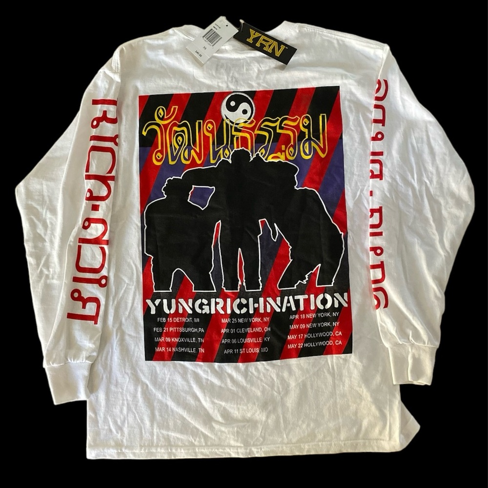 Migos YRN Yung Rich Nation Rap Long Sleeve Double Sided Graphic T Shirt NWT